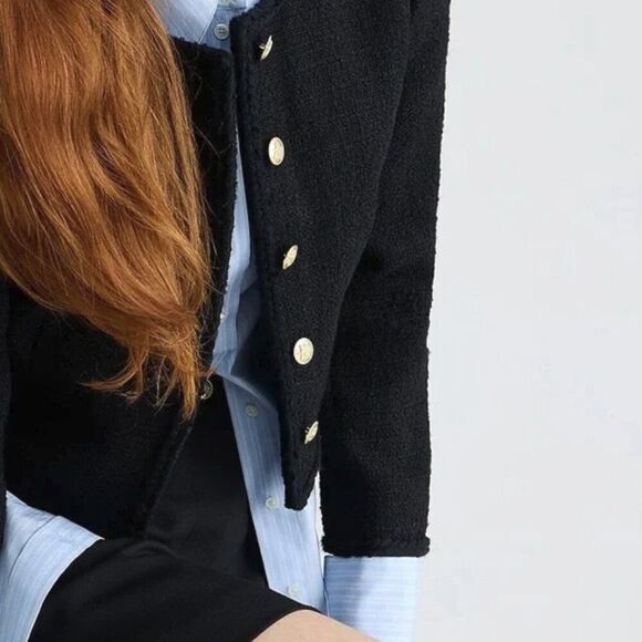 J.Crew Louisa Lady Jacket In Maritime Tweed Blazer Women's 00P Black BU036 NWT - Picture 5 of 15